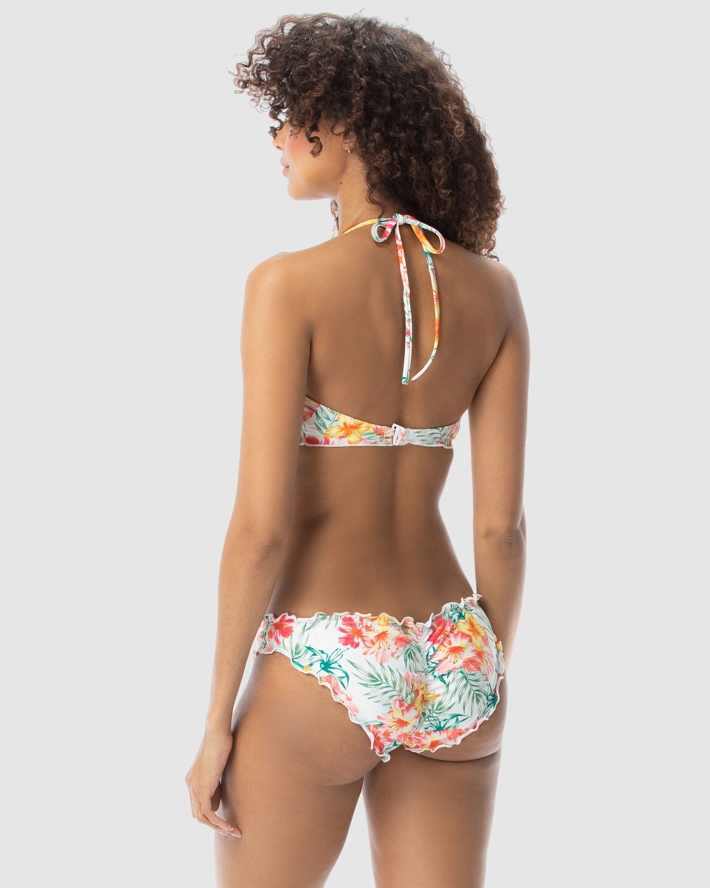 Coco Rave White Multi Nadia Ruffle Bandeau Top