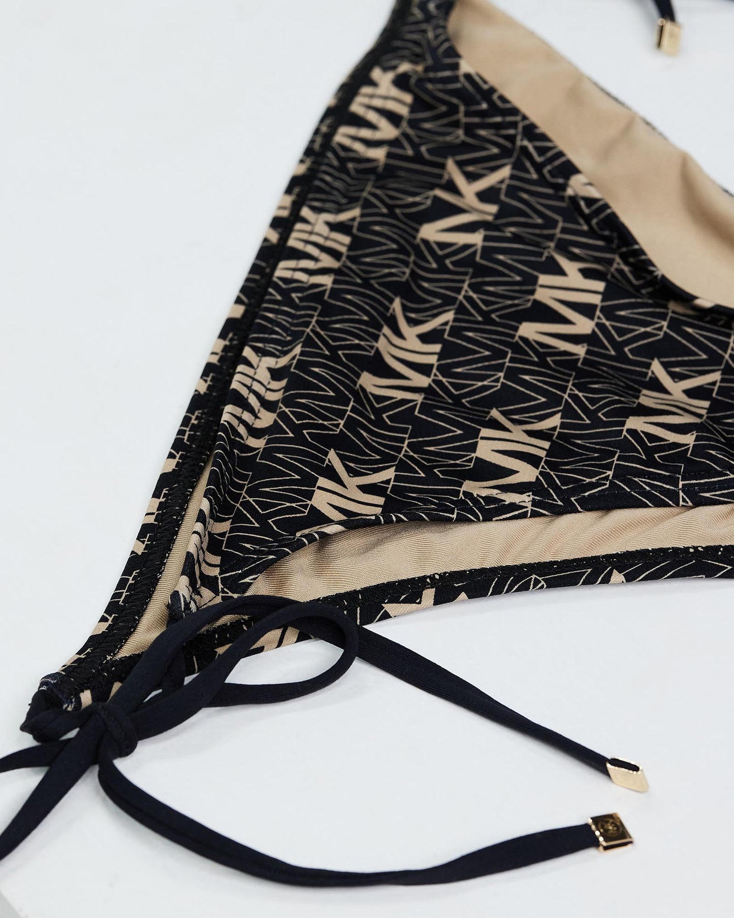 Michael Kors Monogram Side Tie Black Bikini Bottoms