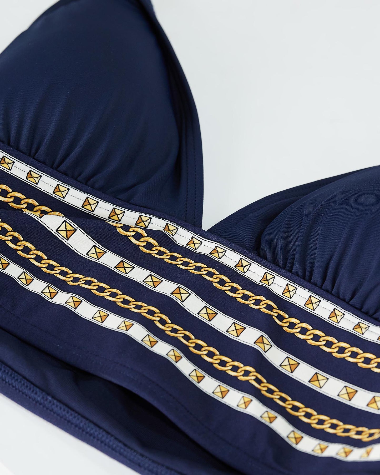 Michael Kors Chain Border Halter New Navy Bikini Top