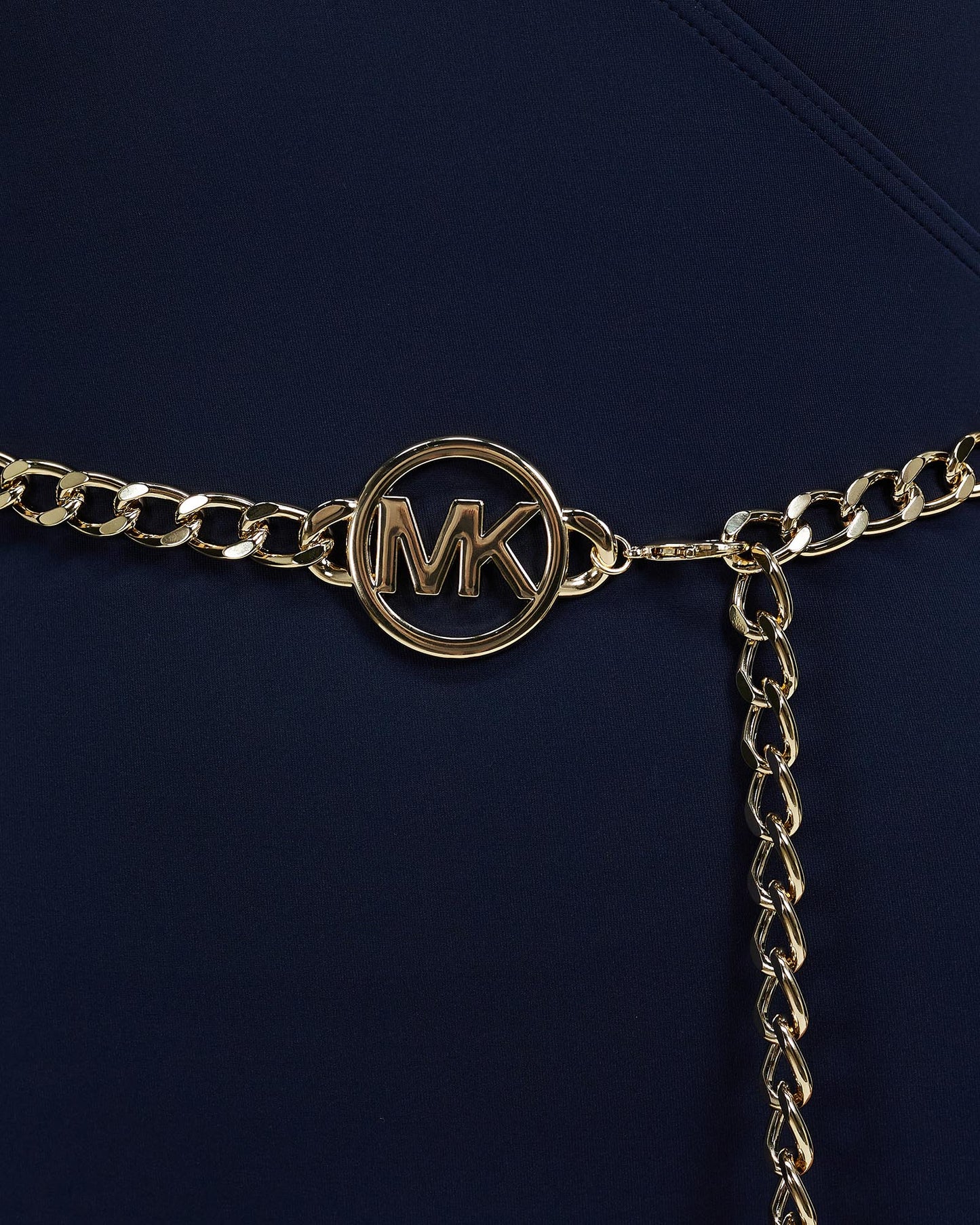 Michael Kors Chain V-Neck Halter New Navy One Piece