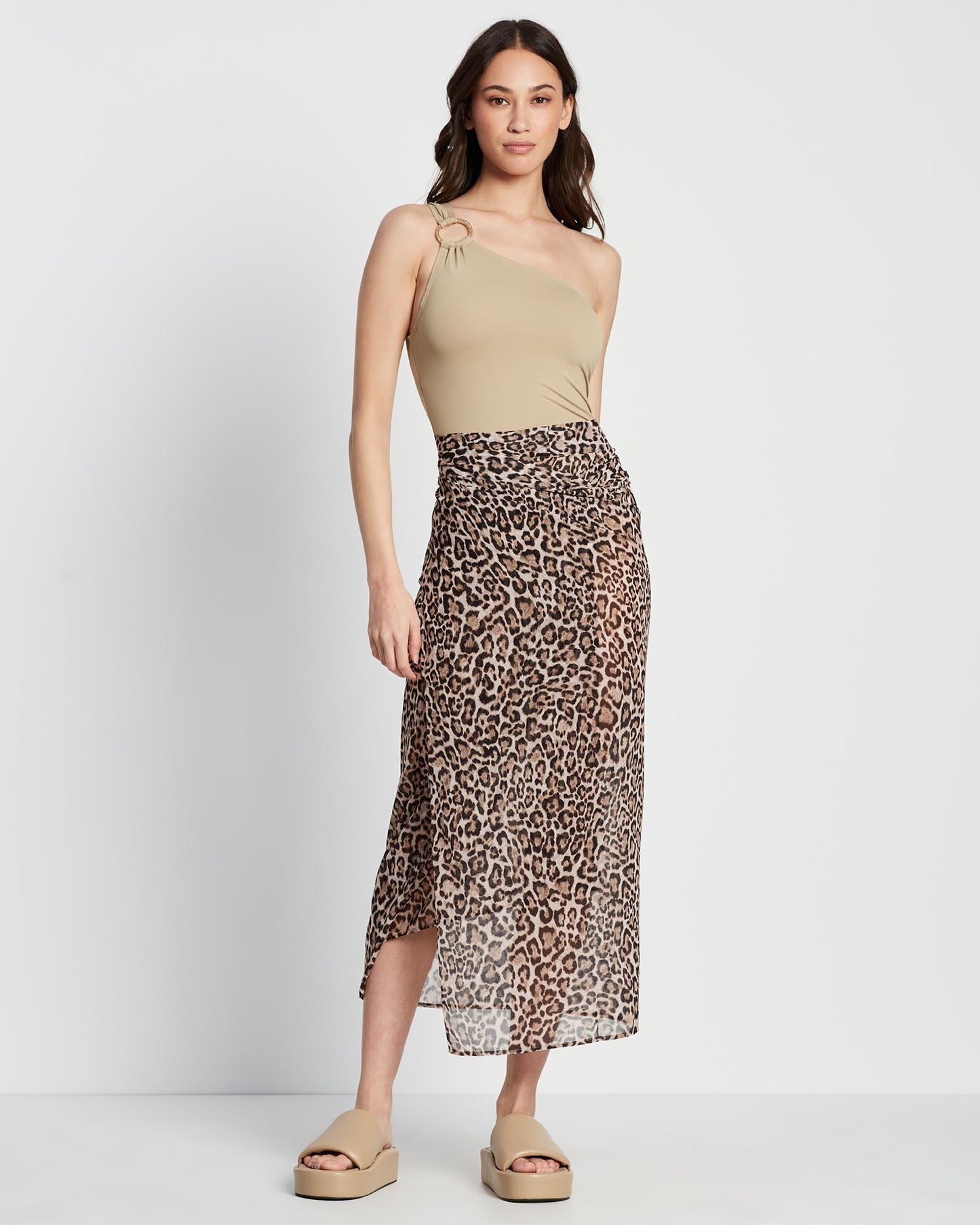 Logo Ring One Shoulder One Piece with inbuilt Smooth Shaper