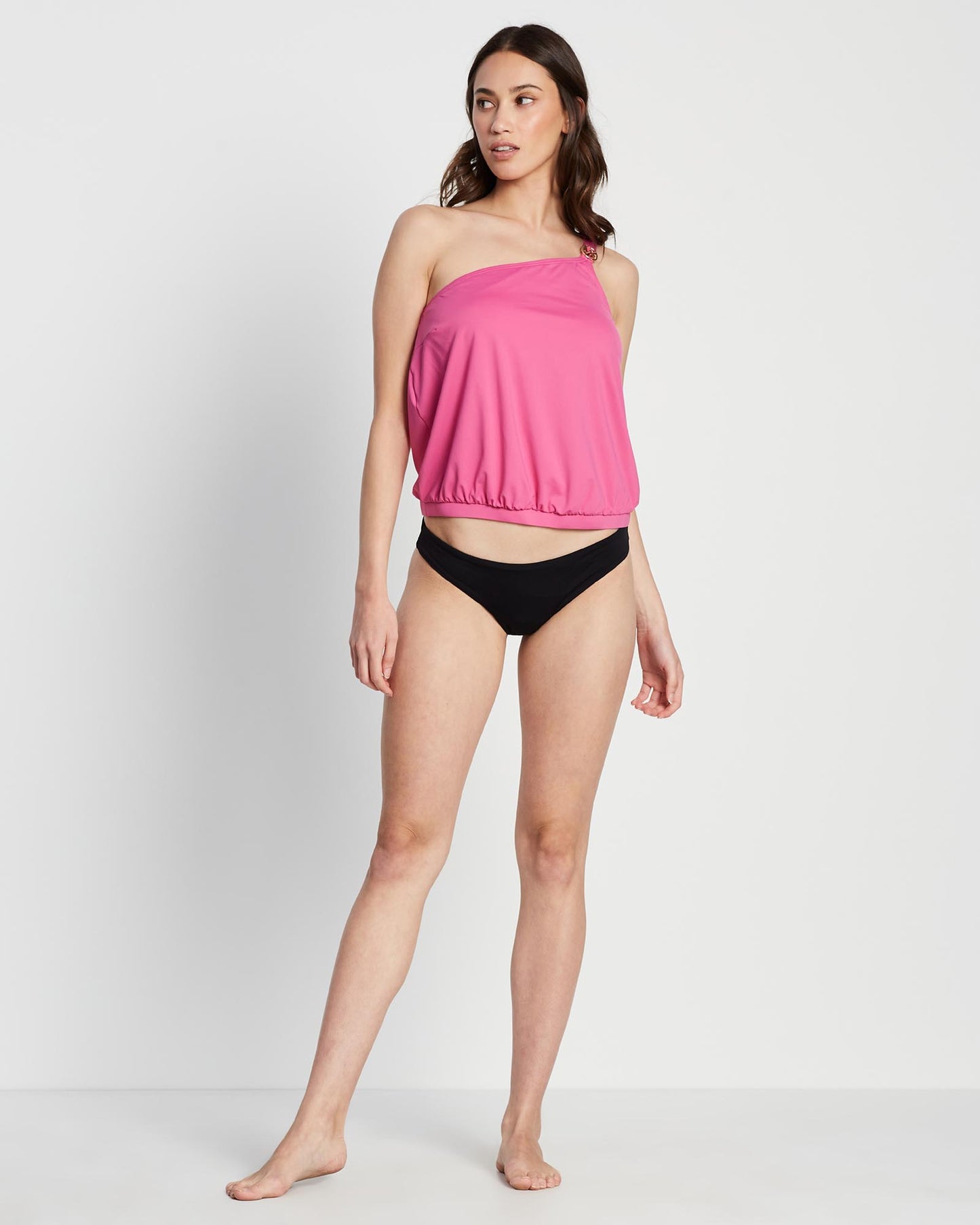 One Shoulder Blouson Tankini Top