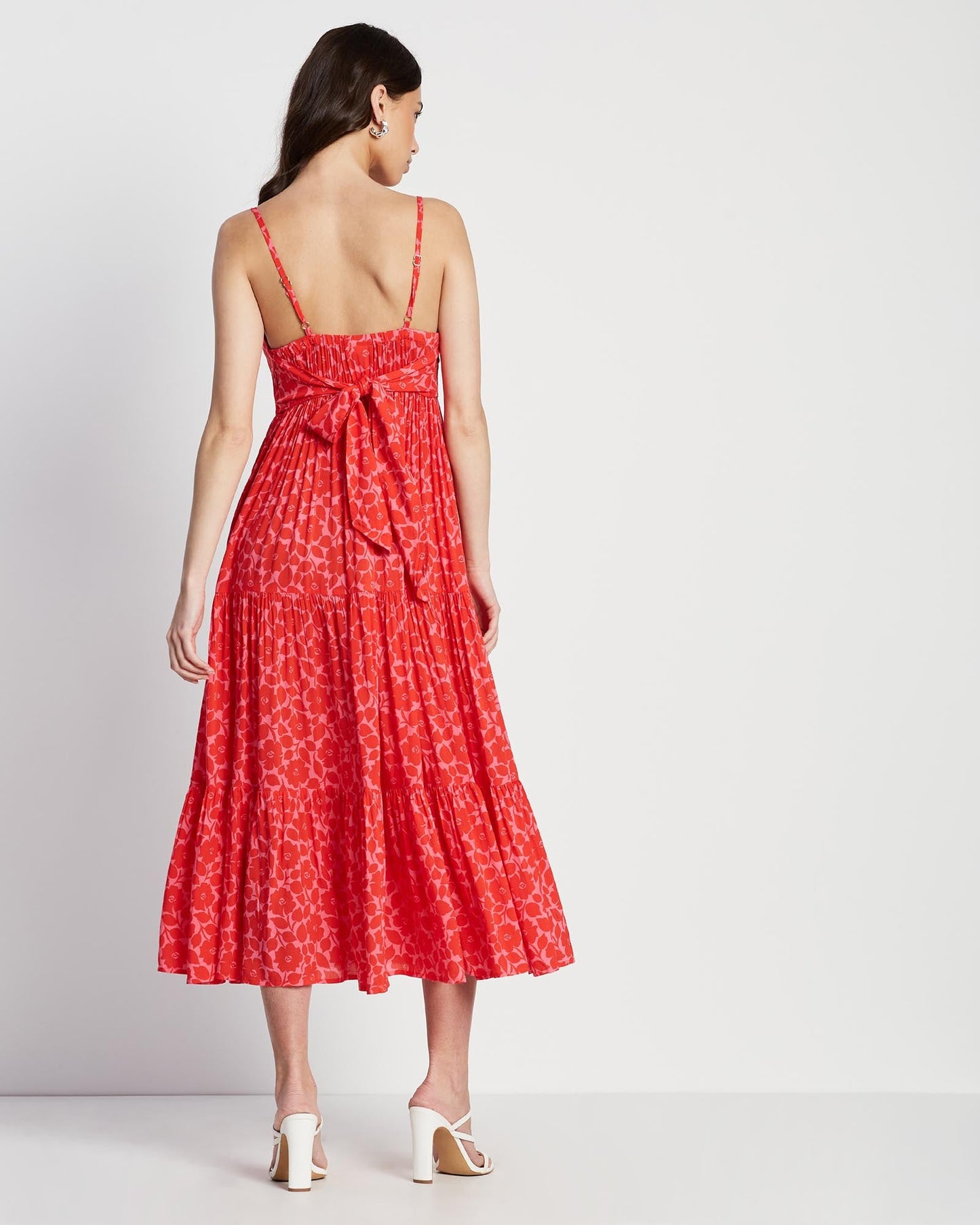 Rosy Garden Tiered Midi Dress