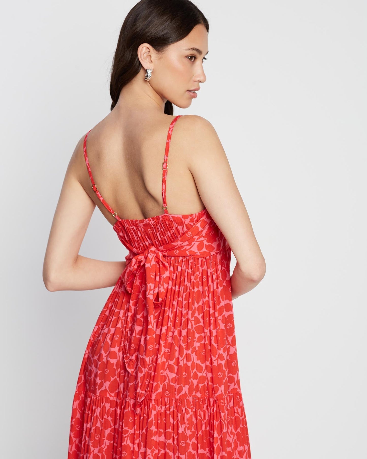 Rosy Garden Tiered Midi Dress
