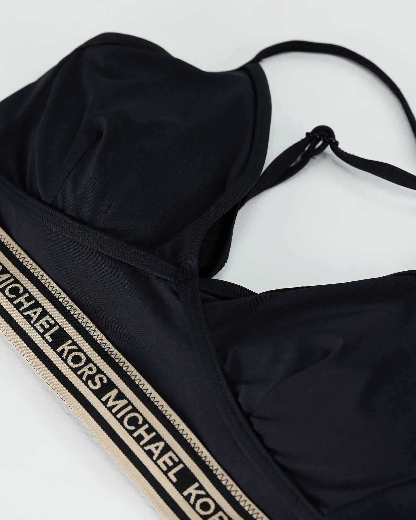 Michael Kors Logo Elastic Black Bikini Top