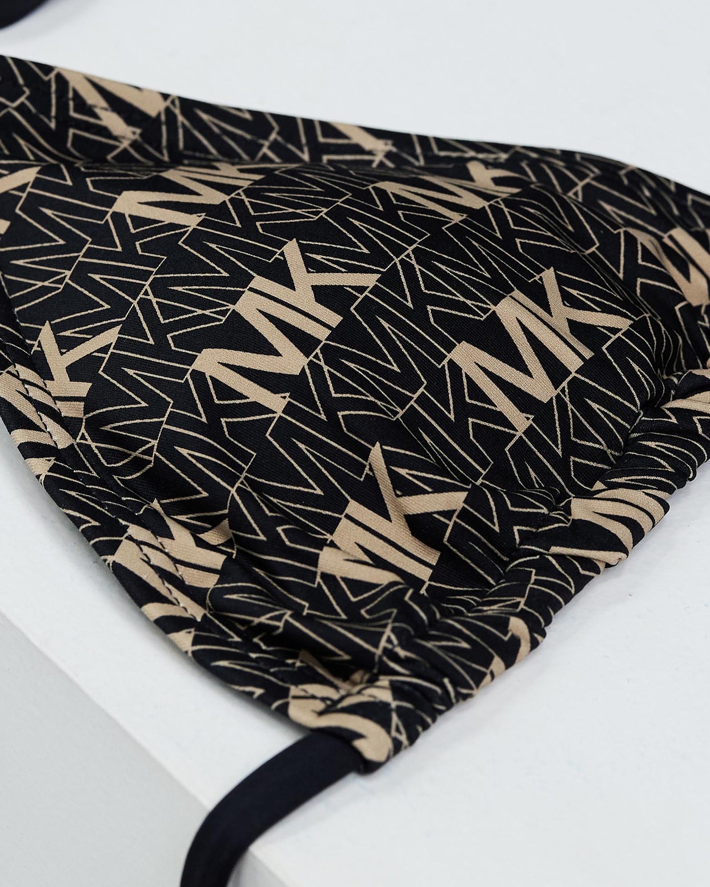 Michael Kors Monogram Triangle String Black Bikini Top