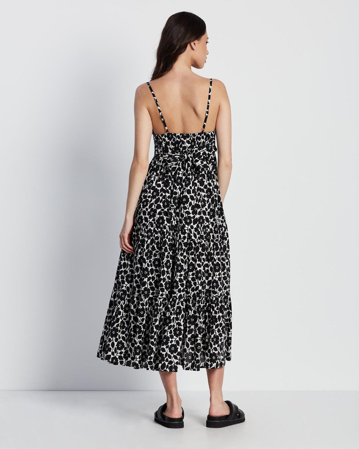 Rosy Garden Tiered Midi Dress