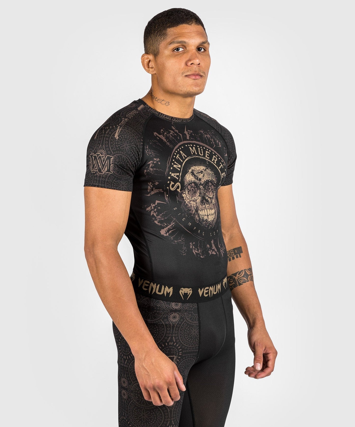 Venum Santa Muerte Dark Side - Rashguard Short Sleeves - Black/Brown