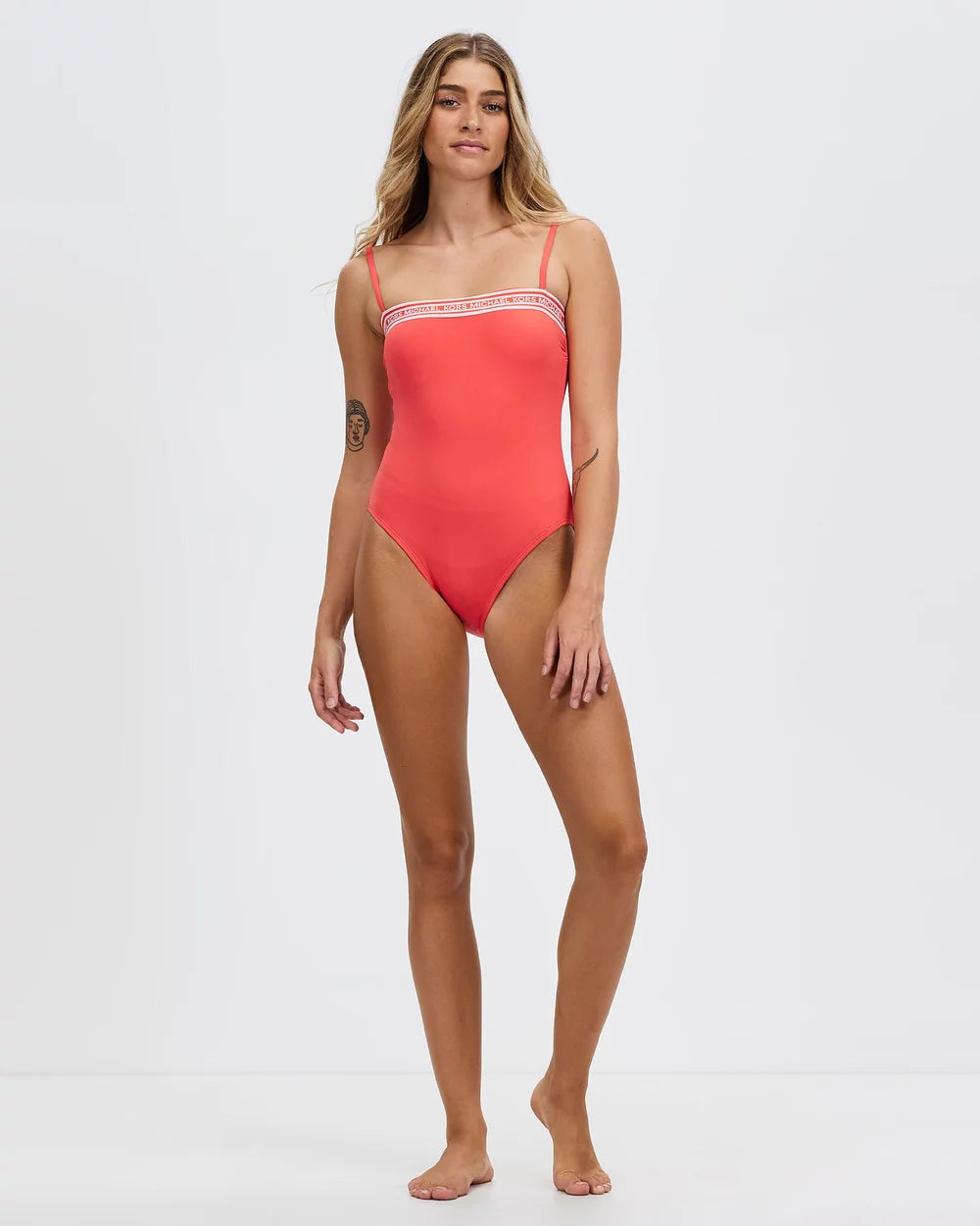 Michael Kors Logo Square Neck One Piece