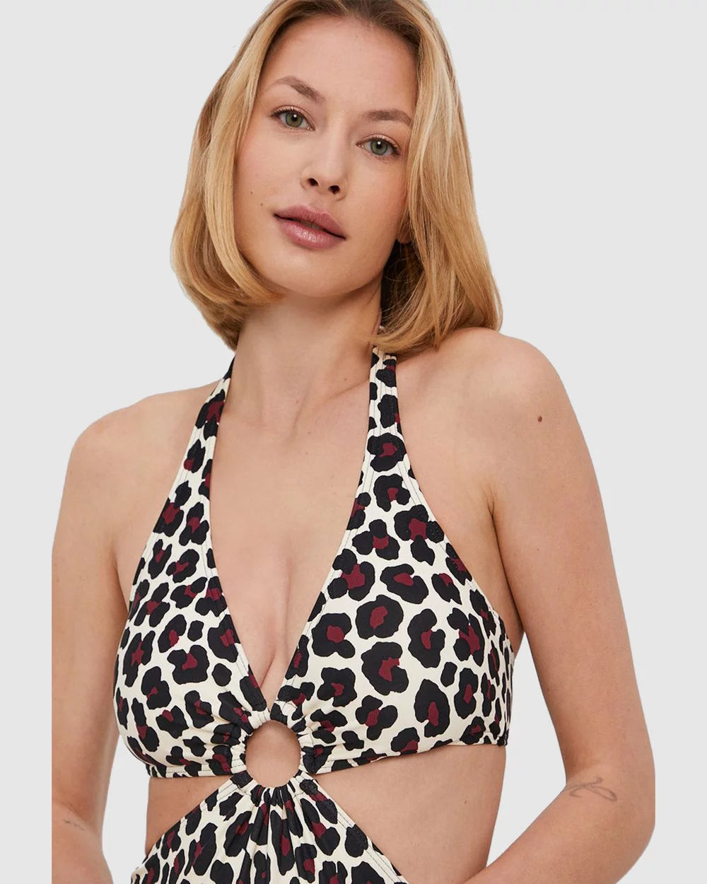 Small Leopard Print Cut Out One Piece