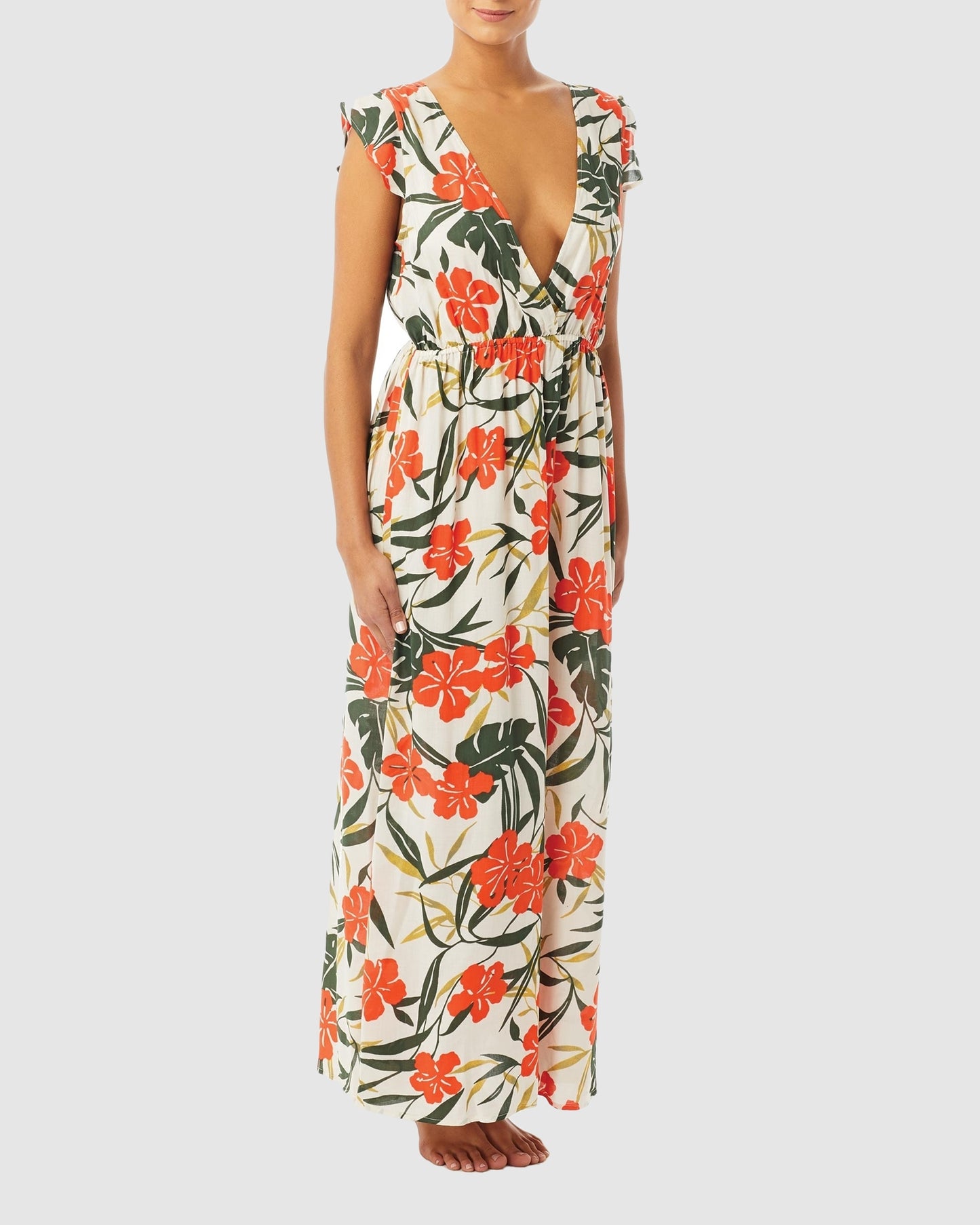 Vince Camuto Tropical Bloom Shell Maxi Cover-Up Dress