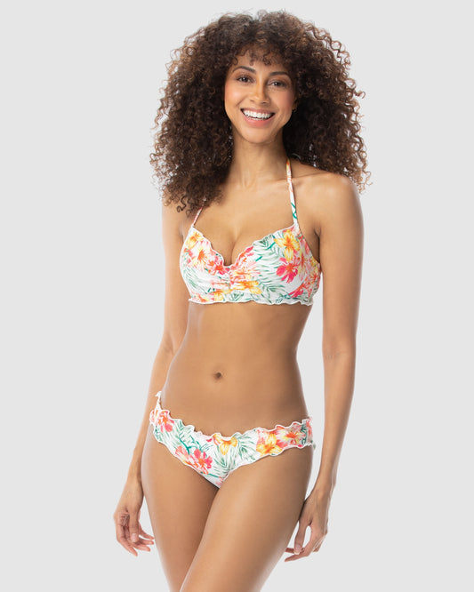 Coco Rave White Multi Nadia Ruffle Bandeau Top
