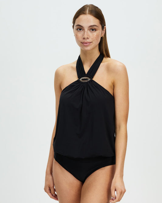 Maven High Neck Bra Sized Tankini Cast Black
