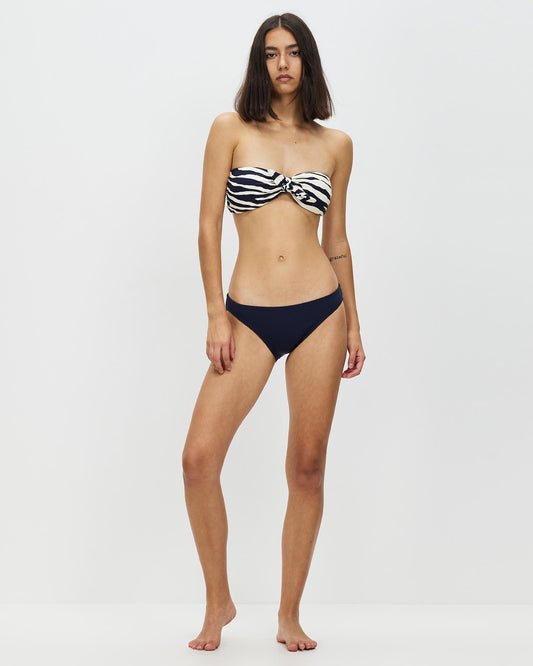 Michael Kors Zebra Reversible Tie-Front Bandeau New Navy Bikini Top