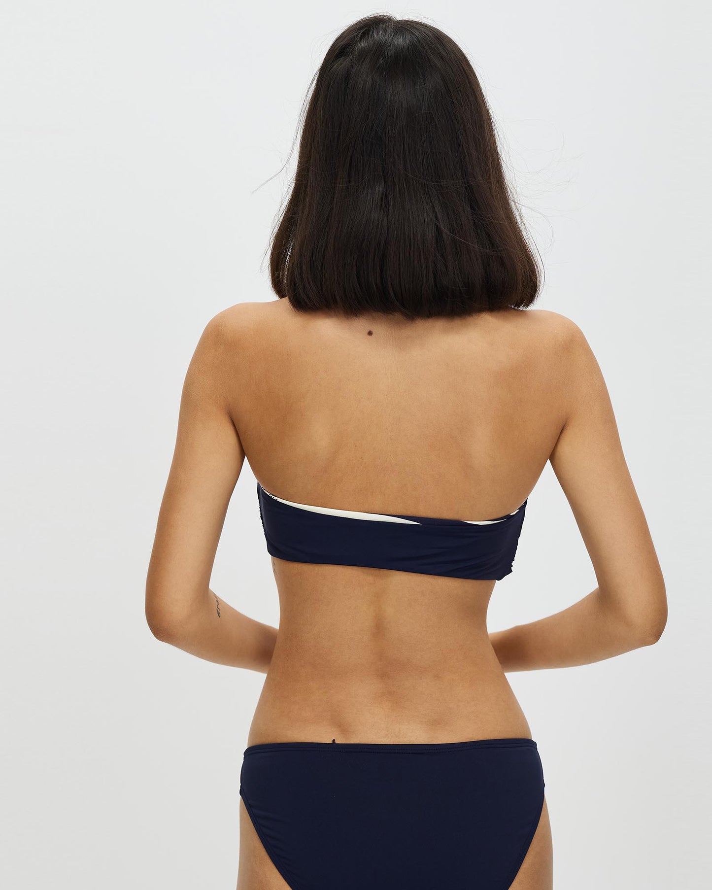 Michael Kors Zebra Reversible Tie-Front Bandeau New Navy Bikini Top