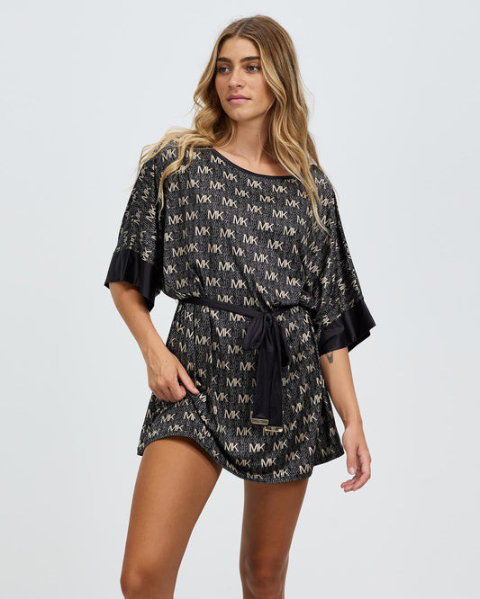 Michael Kors Monogram Belter Black Cover Up