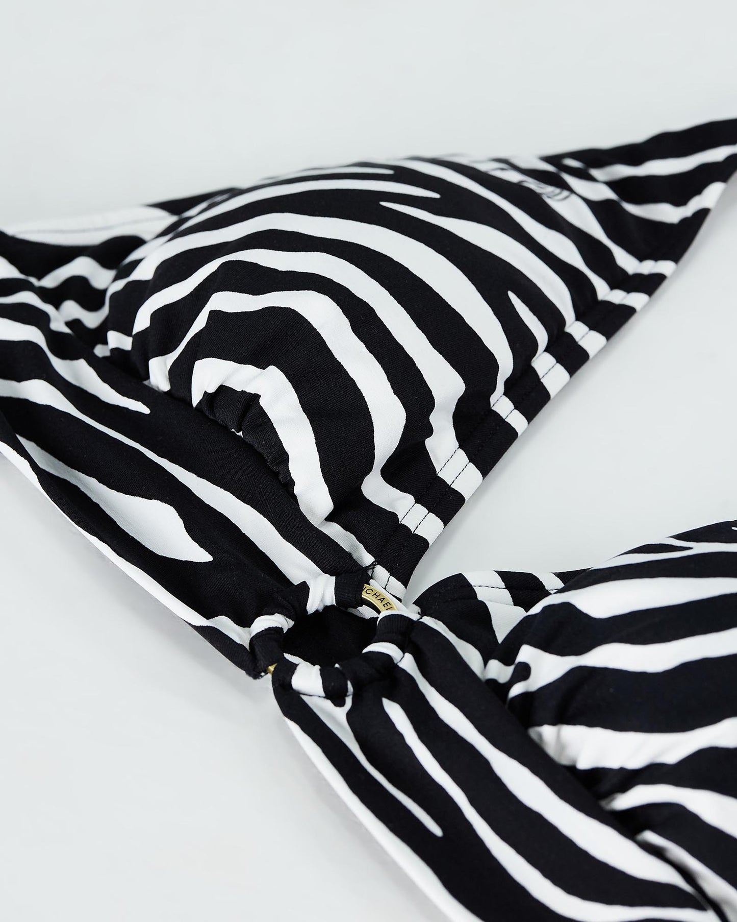 Michael Kors Zebra Print Halter Black Bikini Top