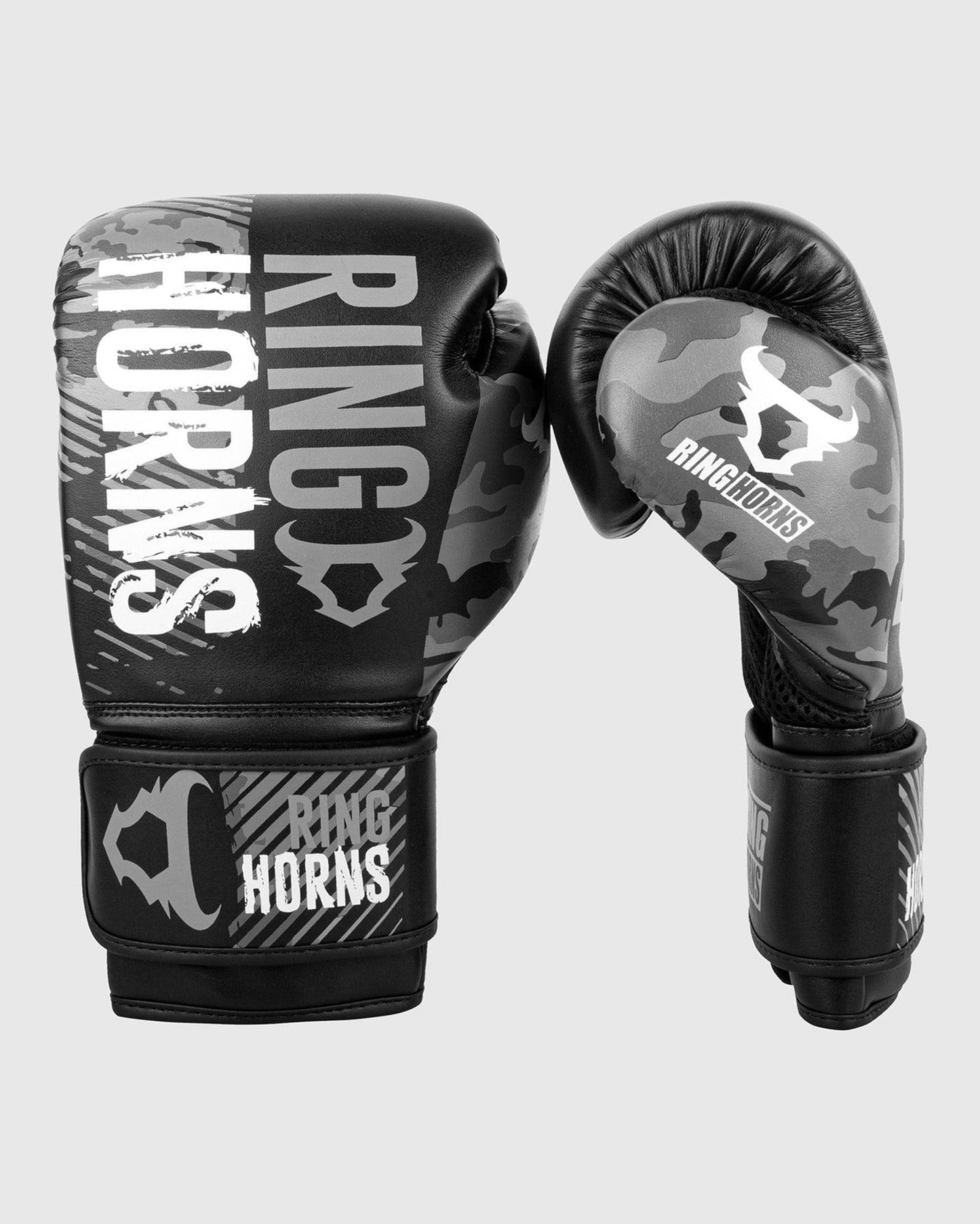 Ringhorns Charger Camo Boxing Gloves - Black/Grey - 16 Oz