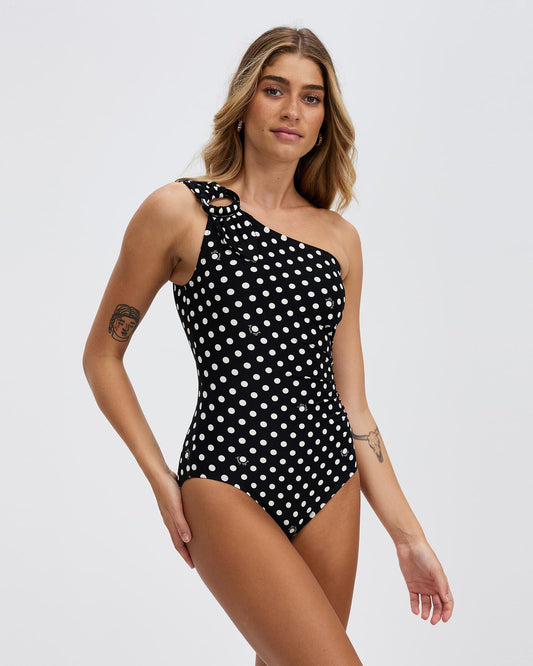 Kate Spade Buckle One Shoulder Strap One-Piece