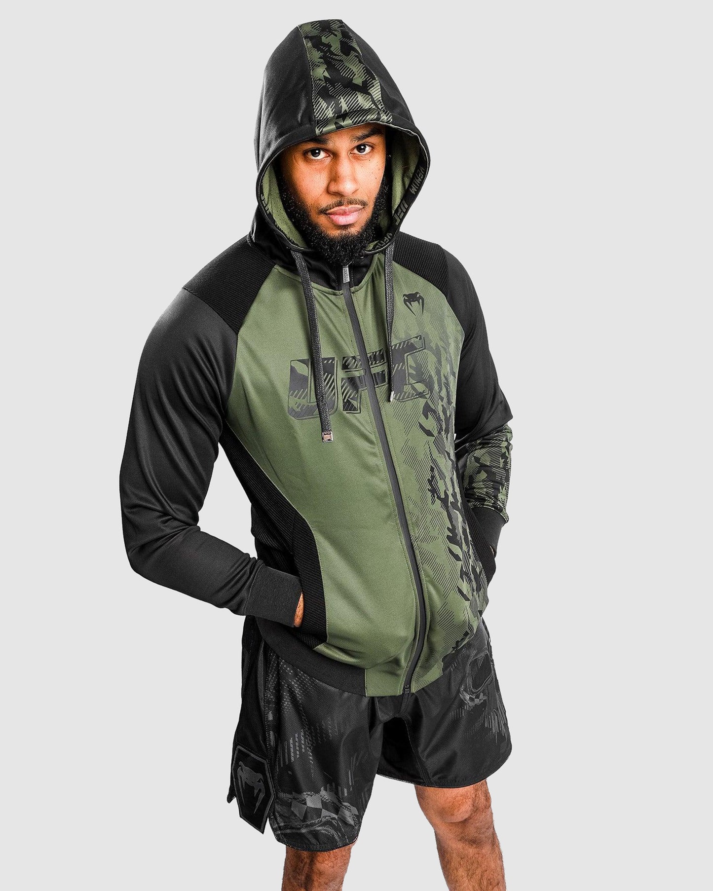 UFC Venum Authentic Fight Week Men's Zip Hoodie - Khaki