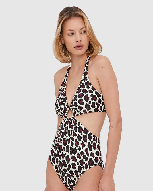 Small Leopard Print Cut Out One Piece